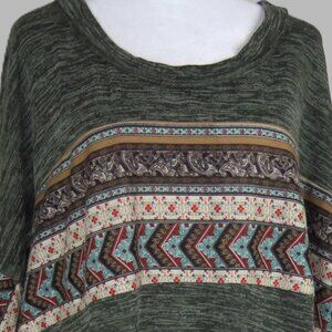 NWT Gigio Women's Long Sleeve Green Pullover Oversized Top Size XL (C1922)